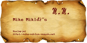 Mike Miklós névjegykártya